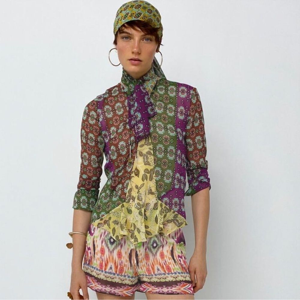 ZARA BOHO PRINTED BLOUSE